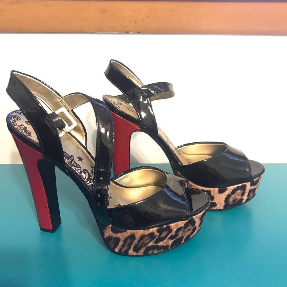 Brash Cheetah Print Red Platform Heels